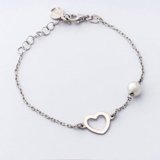 Pulseira de Prata Heart Majorica 6mm